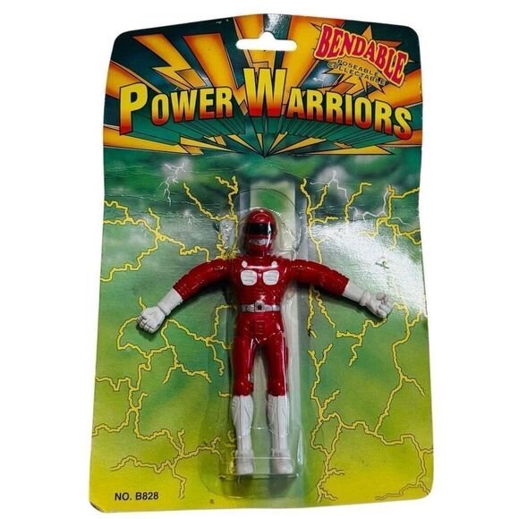 Power warrior ko MMPR bendable figure Red Warrior - New on Card - Picture 1 of 6